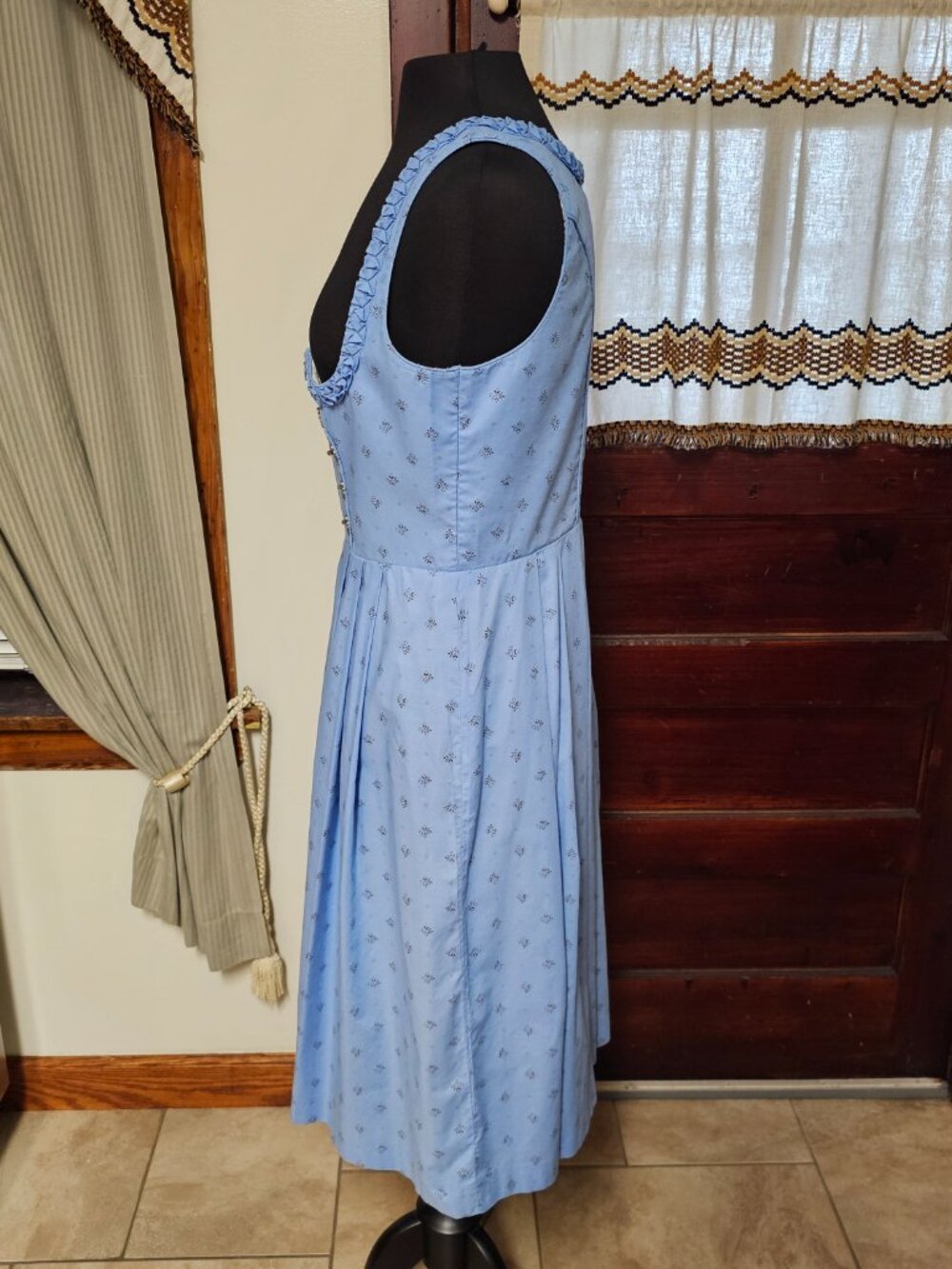 Wenger Blue German Folk Bavarian Dirndl Dress Fest Oktoberfest Size EU 40 / US 8 - Picture 3 of 11